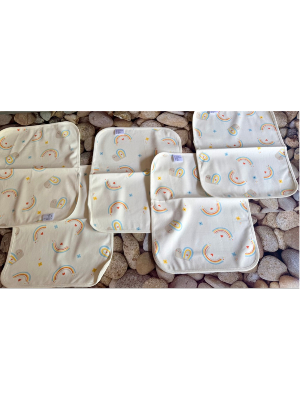 New-SET OF 5- SNAIL & RAINBOW BURP CLOTHES